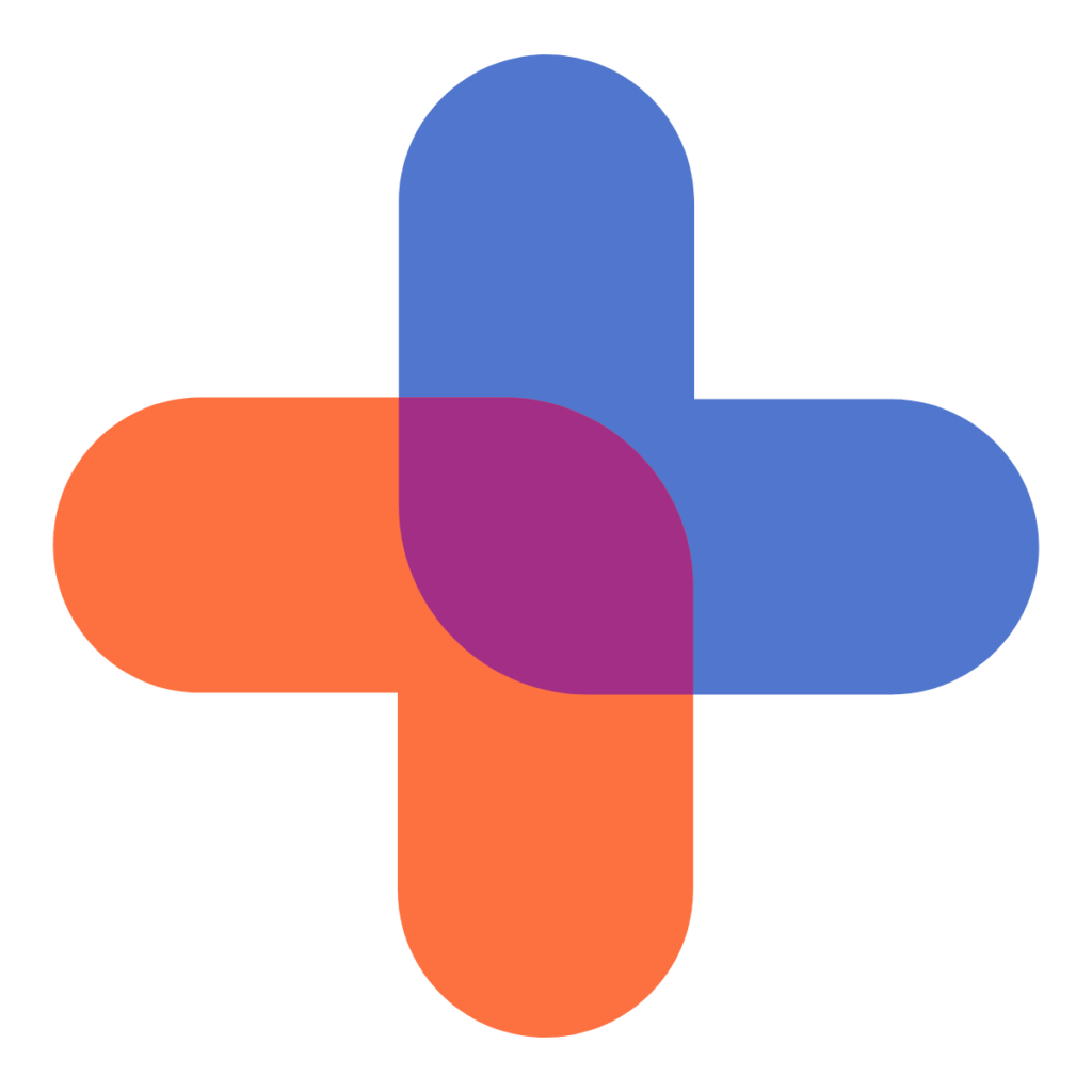 Cross graphic that is blue purple and orange